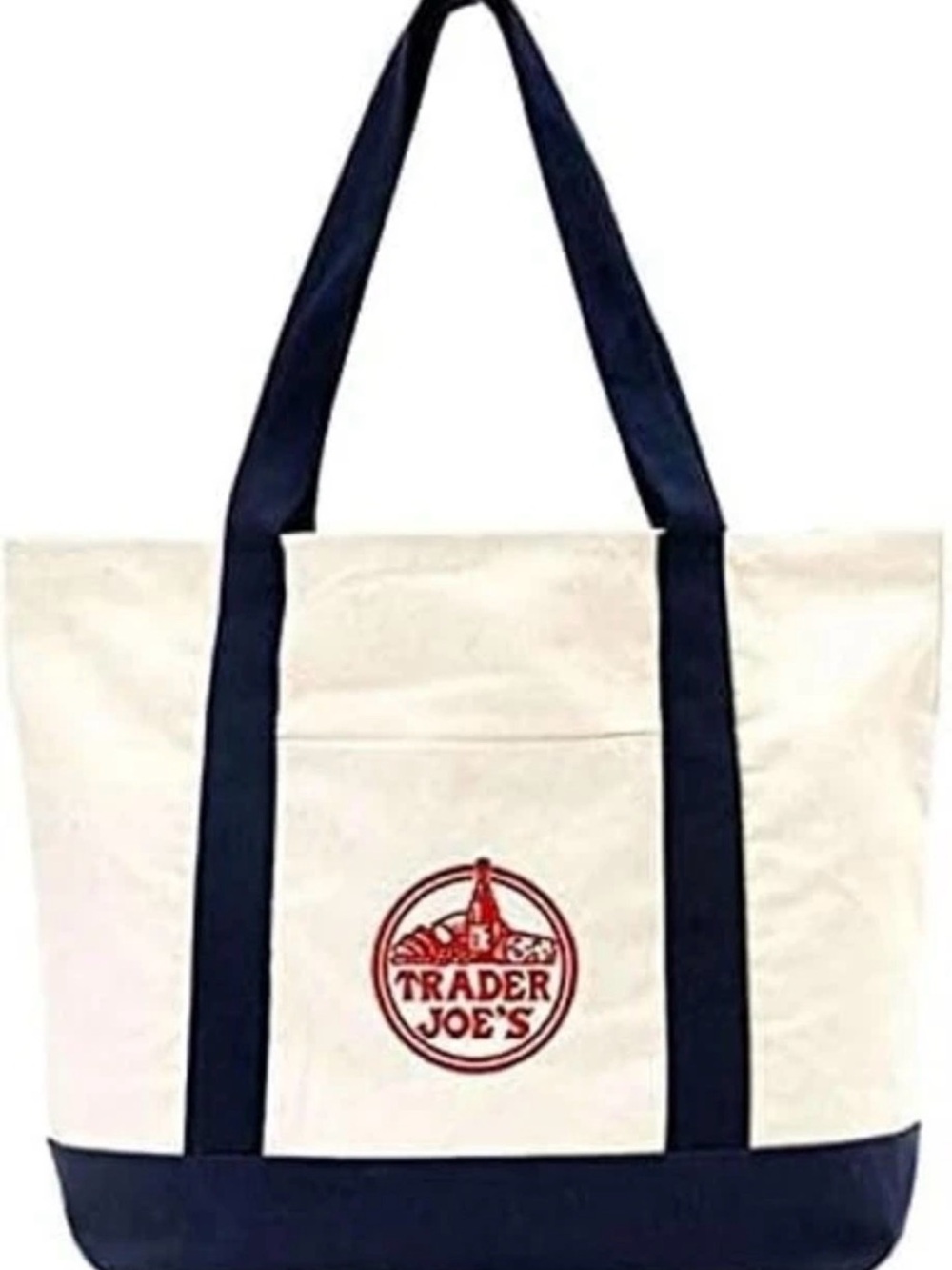 Trader Joe’s - Brand New Large Navy & Cream Canvas Tote Bag